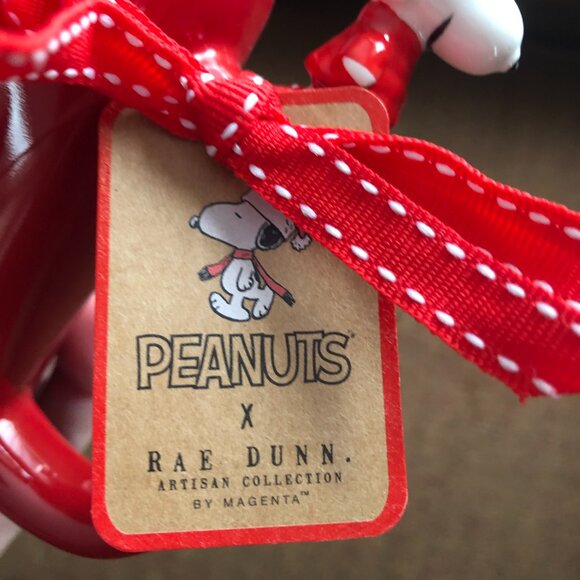 NWT Rae Dunn Peanuts Snoopy All Red Christmas Mug "Merry & Bright" - Picture 4 of 5